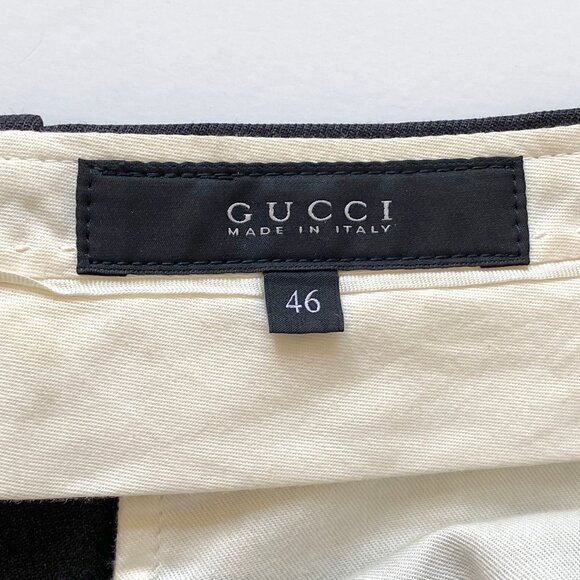 Gucci Mens Wool Silk Dress Pants Size 46 IT Flat Front Dark Gray Made in Italy - Picture 4 of 14